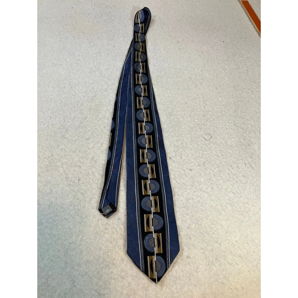 Palatina Blue Geometric Starburst Silk Blend Necktie Formal Business Dress Tie